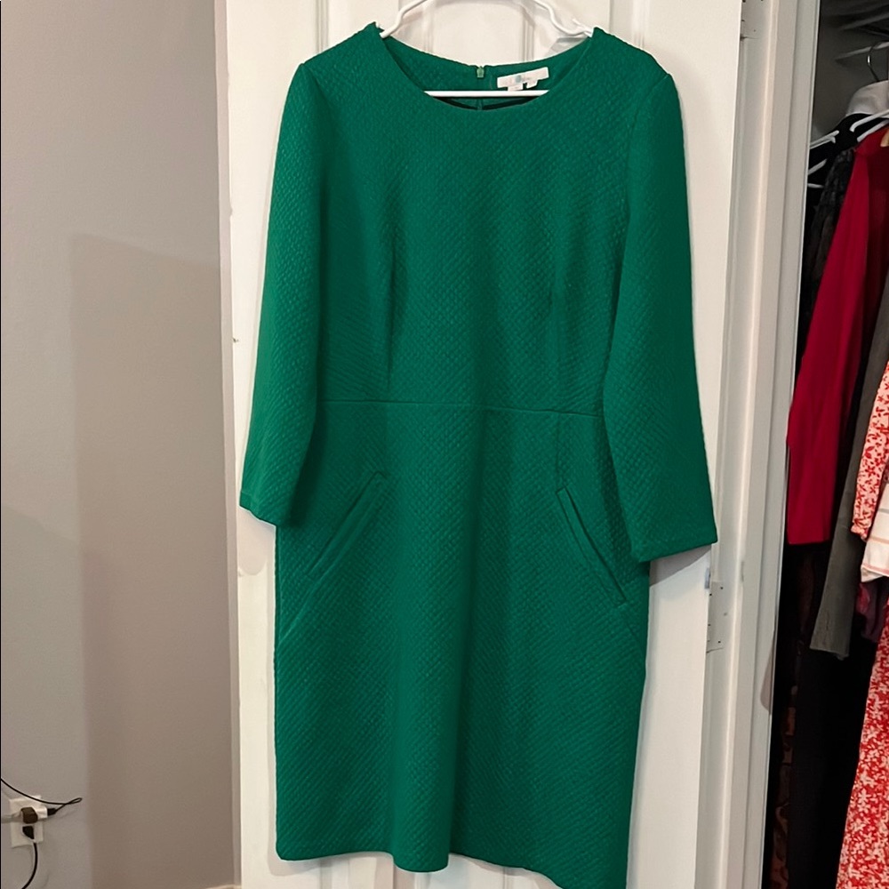 Boden Green Sheath Dress with Bateau Neckline